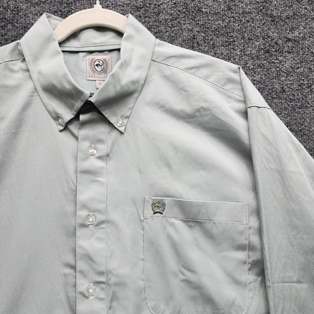 Cinch Button Down Western Ranch Cowboy Rodeo Tencel Lyocell Stripe Shirt Men's M